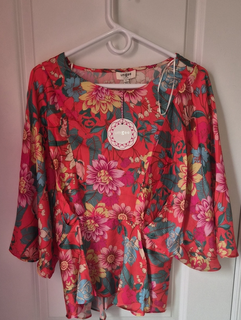 Umgee Coral Pink Floral Blouse